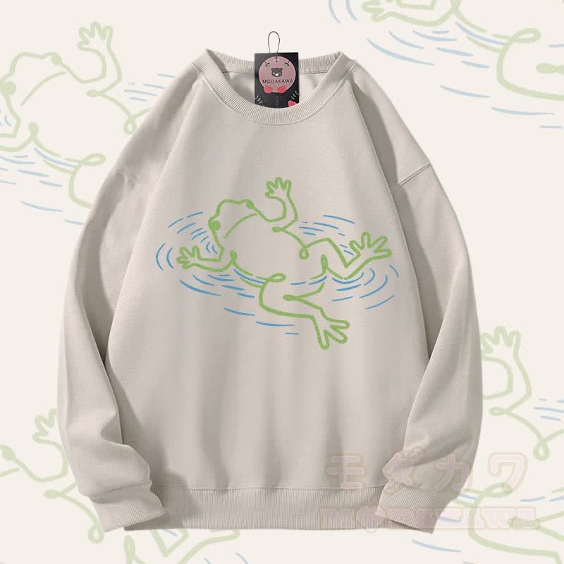 フローティングフロッググラフィックユニセックススウェットシャツ - ライトベージュ - 5XL - image 2