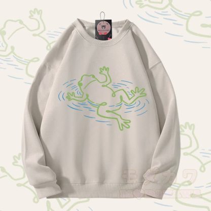 フローティングフロッググラフィックユニセックススウェットシャツ - ライトベージュ - 5XL - image 2