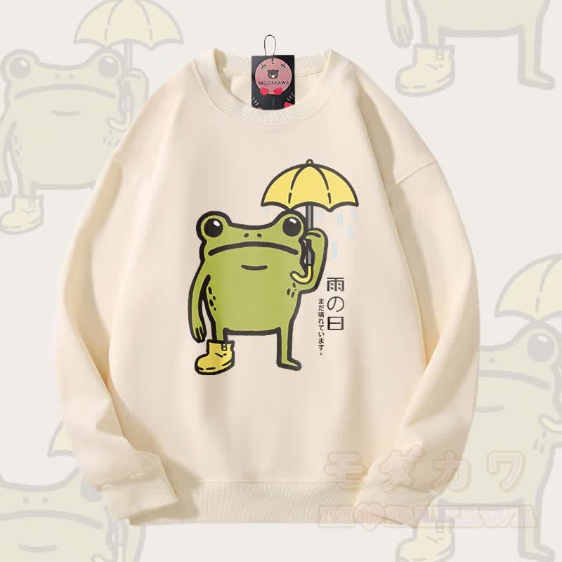 レイニーフロッググラフィックユニセックススウェットシャツ - ベージュ - 5XL - image 1