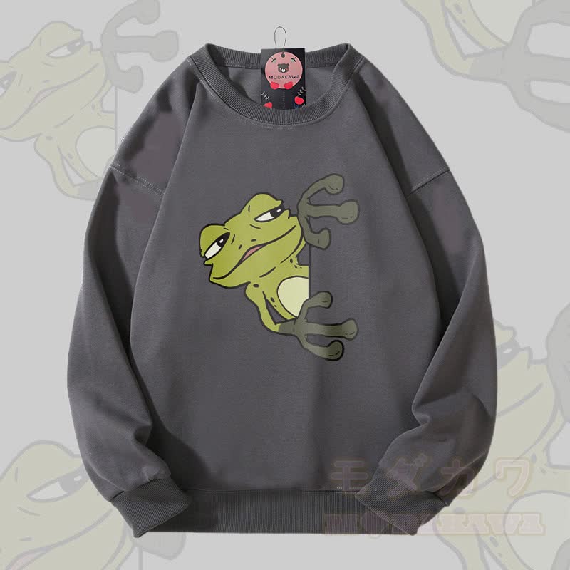 ピーキングフロッググラフィックユニセックススウェットシャツ - ダークグレー - 5XL - image 1