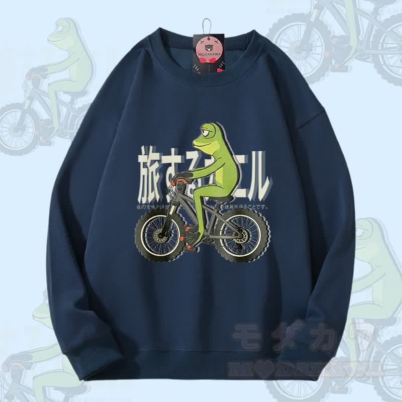 バイキングフロッググラフィックユニセックススウェットシャツ - 紫がかった青 - 5XL - image 2