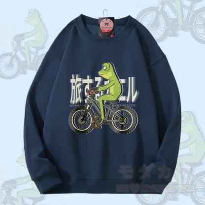 バイキングフロッググラフィックユニセックススウェットシャツ - 紫がかった青 - 5XL - image 2