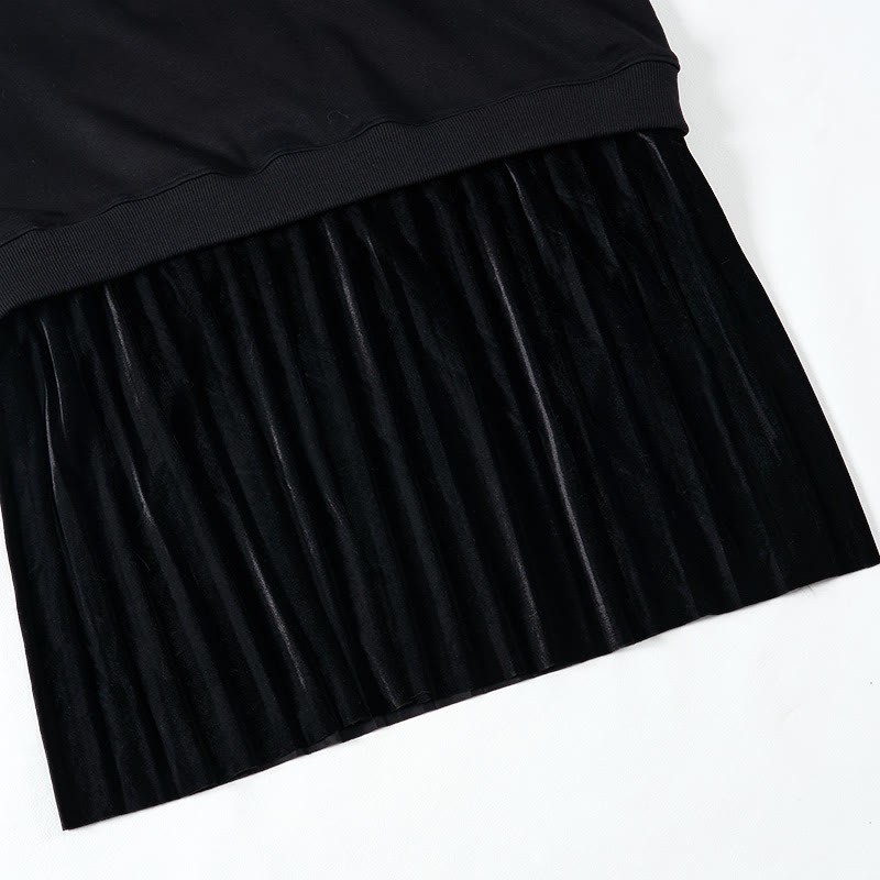 フラワーバタフライグラフィックフェイクレイヤードフリース裏地スウェットシャツドレス - image 3