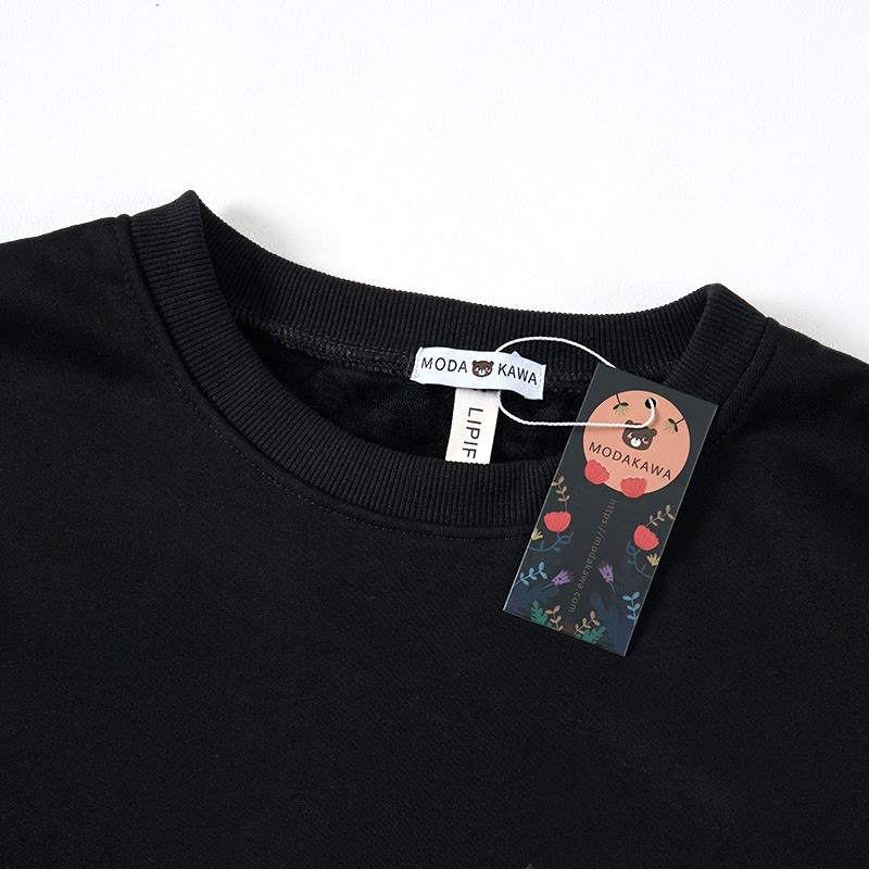 光る蝶のグラフィックフェイクレイヤードフリース裏地スウェットシャツドレス - image 2