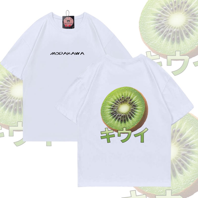 Kiwi Graphic Modakawa Cotton T-shirt - White - 5XL - image 2