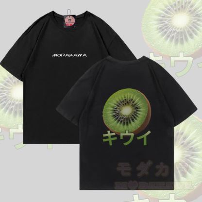 キウイグラフィックModakawa綿Tシャツ - 黒 - 5XL - image 1