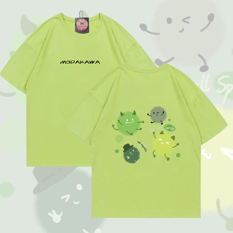 Cute Germ Graphic Modakawa Cotton T-shirt - Green - 5XL - image 2