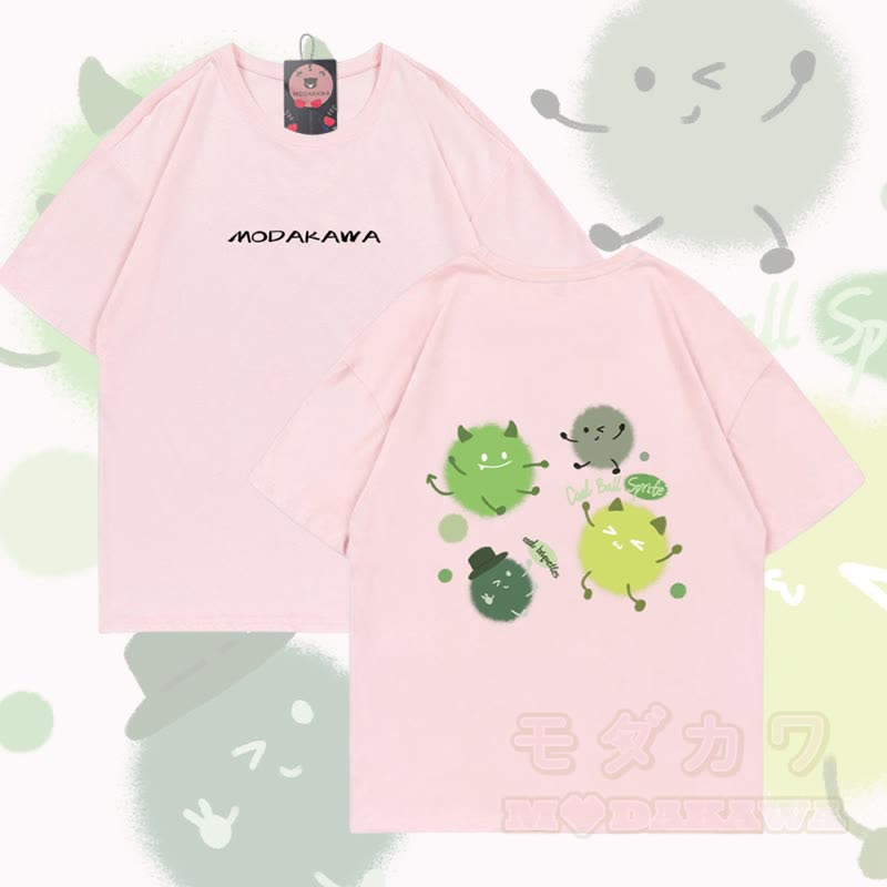 キュートなジャームグラフィックModakawa綿Tシャツ - ピンク - 5XL - image 1