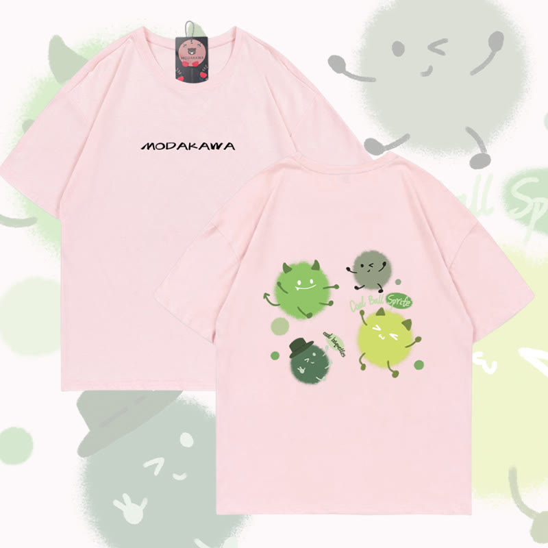 Cute Germ Graphic Modakawa Cotton T-shirt - Pink - 5XL - image 1