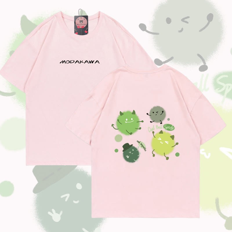 Cute Germ Graphic Modakawa Cotton T-shirt - Pink - 5XL - image 1