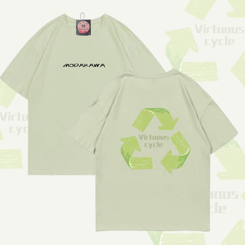 VIRTUOUS CYCLE Graphic Modakawa Cotton T-shirt - Light Green - 5XL - image 2