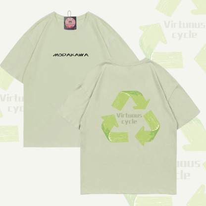 VIRTUOUS CYCLE Graphic Modakawa Cotton T-shirt - Light Green - 5XL - image 2
