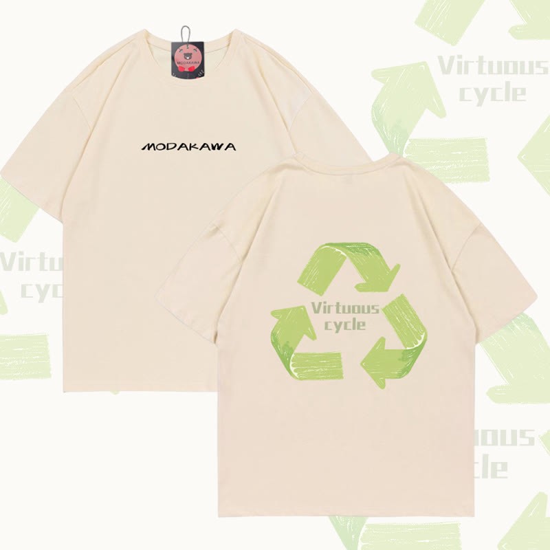 VIRTUOUS CYCLE Graphic Modakawa Cotton T-shirt - Apricot - 5XL - image 1