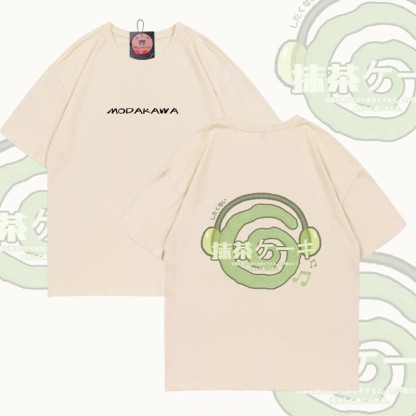 Matcha Headphones Graphic Modakawa Cotton T-shirt - Apricot - 5XL - image 2