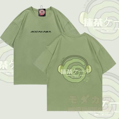 抹茶ヘッドフォングラフィックModakawa綿Tシャツ - 緑 - 5XL - image 1