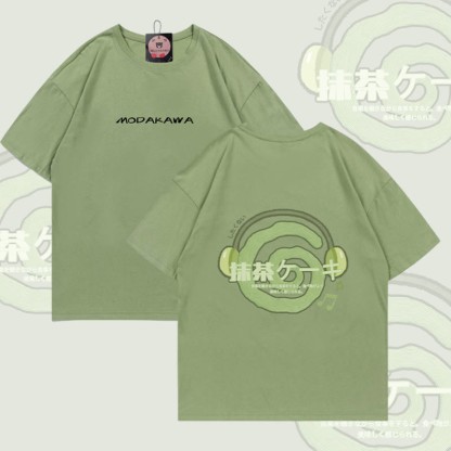 Matcha Headphones Graphic Modakawa Cotton T-shirt - Green - 5XL - image 1