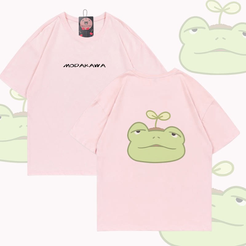Sprout Frog Graphic Modakawa Cotton T-shirt - Pink - 5XL - image 2