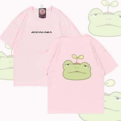 Sprout Frog Graphic Modakawa Cotton T-shirt - Pink - 5XL - image 2