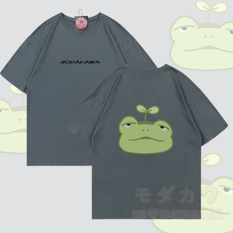 スプラウトフロッググラフィックModakawa綿Tシャツ - ライトグレー - 5XL - image 1