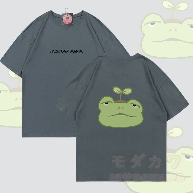 スプラウトフロッググラフィックModakawa綿Tシャツ - ライトグレー - 5XL - image 1