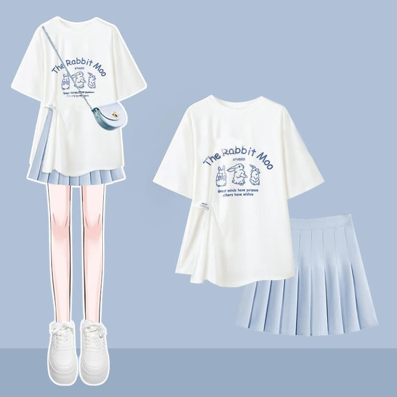 Irregular T-shirt Slip Dress Matching Outfit - Two Pieces Set B - XL - image 2