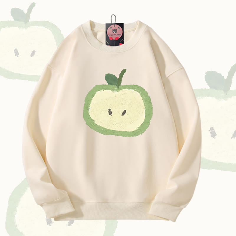 Green Apple Graphic Modakawa Unisex Sweatshirt - Beige - 5XL - image 2