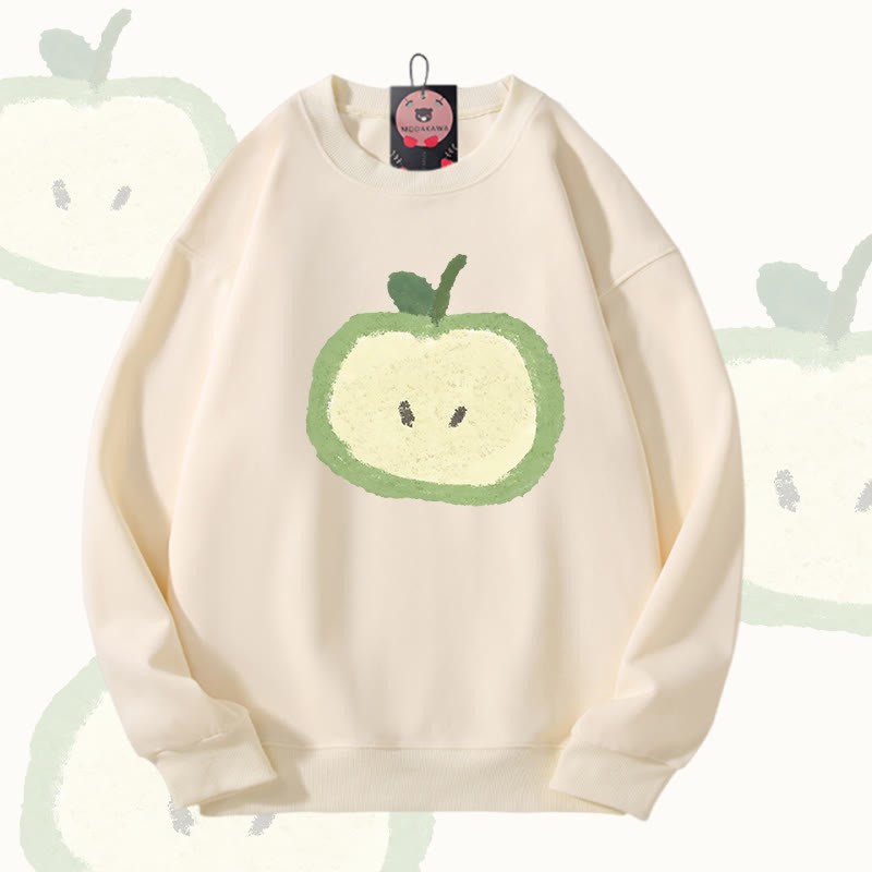 Green Apple Graphic Modakawa Unisex Sweatshirt - Beige - 5XL - image 2