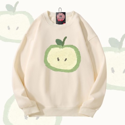 Green Apple Graphic Modakawa Unisex Sweatshirt - Beige - 5XL - image 2