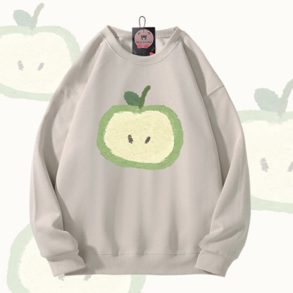 Green Apple Graphic Modakawa Unisex Sweatshirt - Light Beige - 5XL - image 1