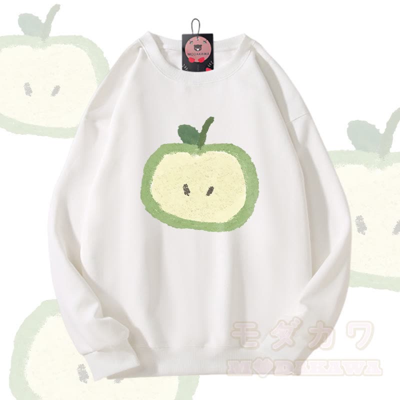 グリーンアップル グラフィックModakawaユニセックス スウェットシャツ - 白 - 5XL - image 3