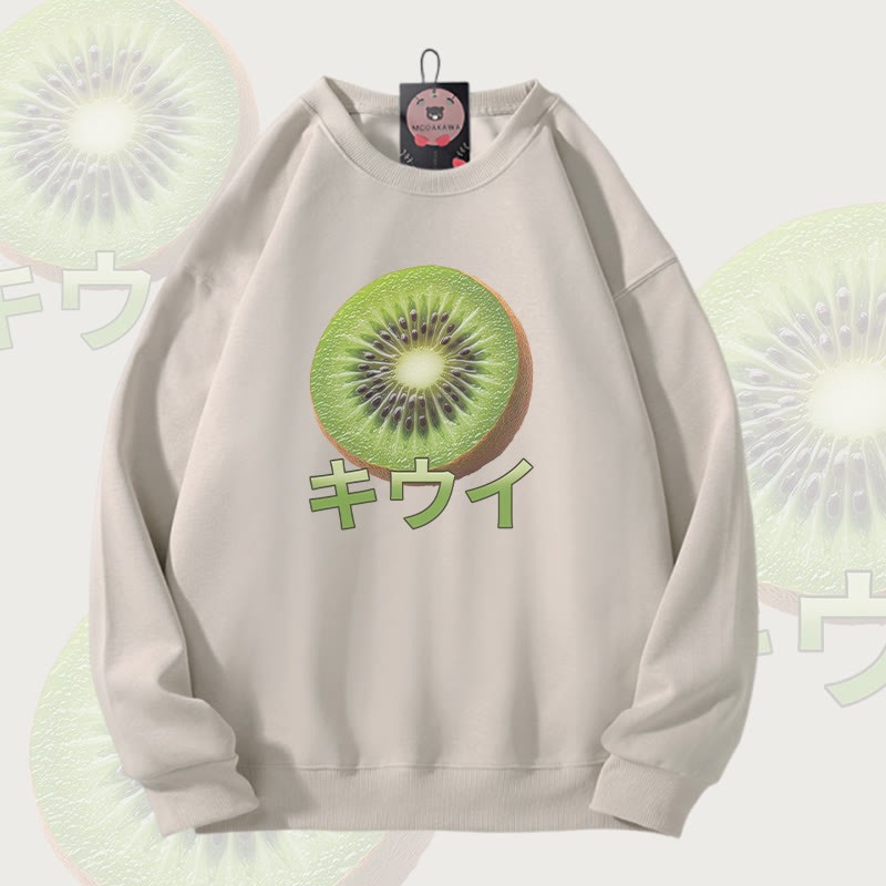 Kiwi Graphic Modakawa Unisex Sweatshirt - Light Beige - 5XL - image 2