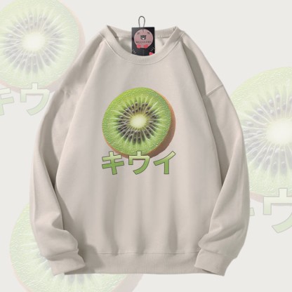 Kiwi Graphic Modakawa Unisex Sweatshirt - Light Beige - 5XL - image 2