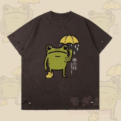 レイニーフロッグ グラフィックModakawaリップド Tシャツ - ダークブラウン - 2XL - image 2