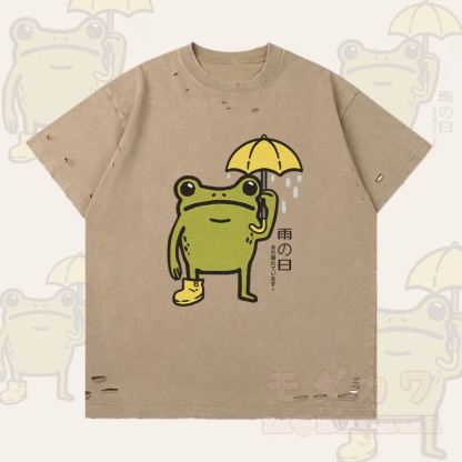 レイニーフロッグ グラフィックModakawaリップド Tシャツ - 茶色 - 2XL - image 1