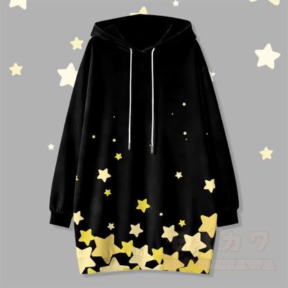 スターグラフィックModakawaフード付きスウェットシャツ ドレス（サイドポケット付き） - 黒 - 4XL - image 1