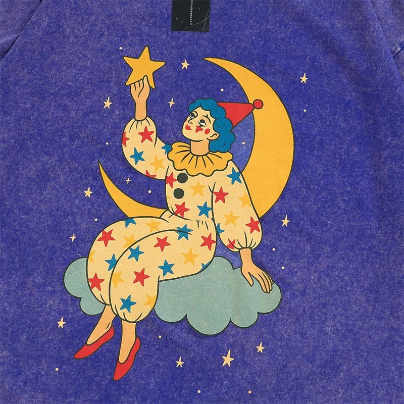 ムーン クラウン プリント ヴィンテージ ウォッシュド Tシャツ - image 2