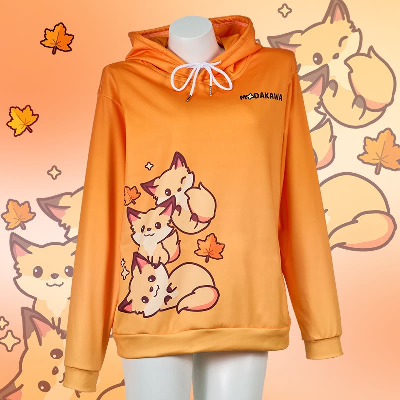 Modakawaグラデーションフォックスレタープリントルーズパーカー - image 1