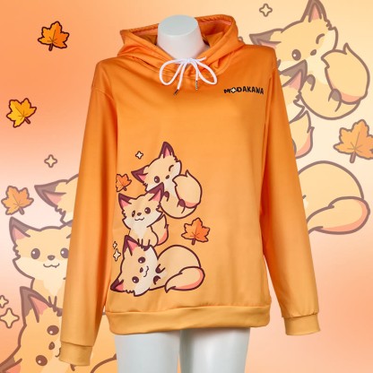 Modakawaグラデーションフォックスレタープリントルーズパーカー - image 1