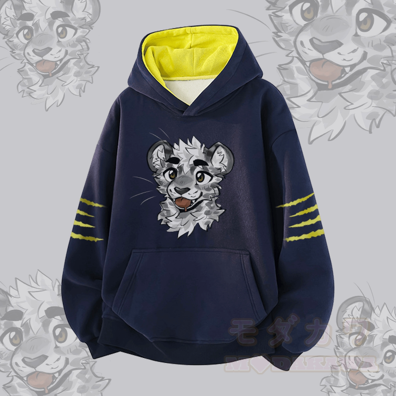 MODAKAWA X atka Cheeky Tiger Face グラフィック コントラスト裏地プルオーバー - 紫がかった青 - 3XL - image 2