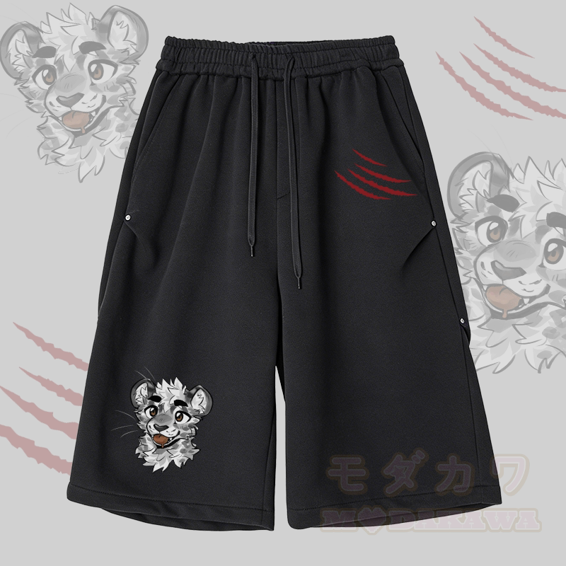 MODAKAWA X atka チーキータイガーフェイスグラフィックワイドレッグクロップドパンツ - 黒 - 2XL - image 2