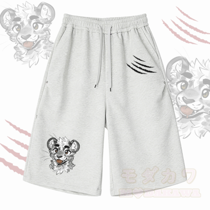 MODAKAWA X atka チーキータイガーフェイスグラフィックワイドレッグクロップドパンツ - ライトグレー - 2XL - image 5