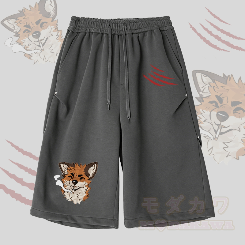 MODAKAWA X atka Fox スモーキンググラフィック ワイドレッグ クロップドパンツ - ダークグレー - 2XL - image 5