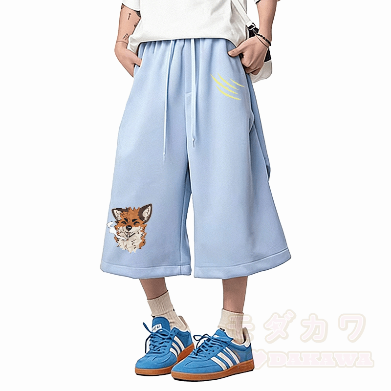 MODAKAWA X atka Fox スモーキンググラフィック ワイドレッグ クロップドパンツ - image 1