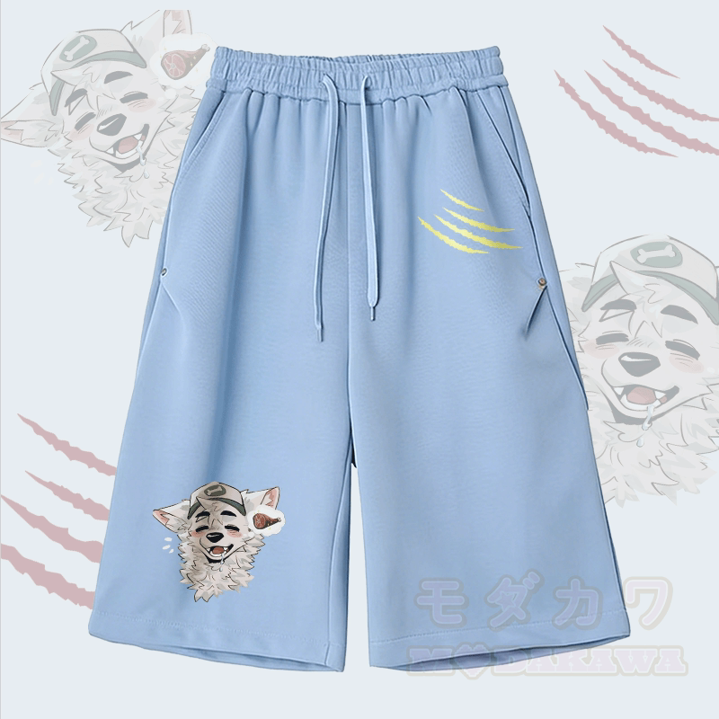 MODAKAWA X atka Fox Wants Meat グラフィック ワイドレッグ クロップドパンツ - 青 - 2XL - image 2