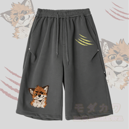 MODAKAWA X atka ファニーフォックスグラフィックワイドレッグクロップドパンツ - ダークグレー - 2XL - image 1