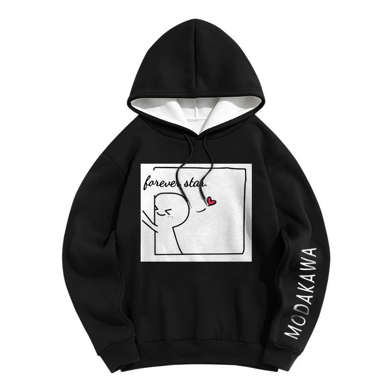 YOU ARE MY FOREVER STARModakawaキャラクター レタープリント ルーズ パーカー - Black B - 6XL - image 5