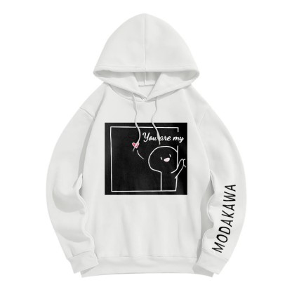 YOU ARE MY FOREVER STARModakawaキャラクター レタープリント ルーズ パーカー - White B - 6XL - image 3