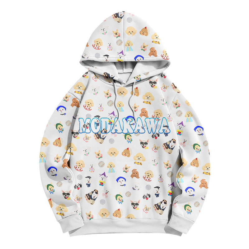Modakawaパピー レタープリント ルーズパーカー - White - 8XL - image 1