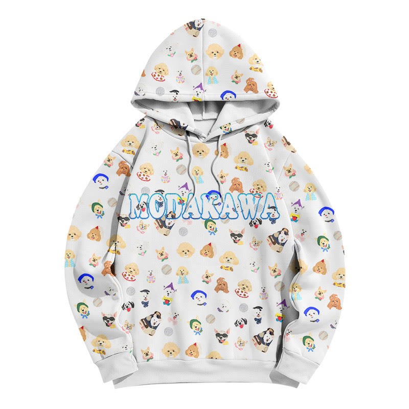 Modakawaパピー レタープリント ルーズパーカー - White - 8XL - image 1