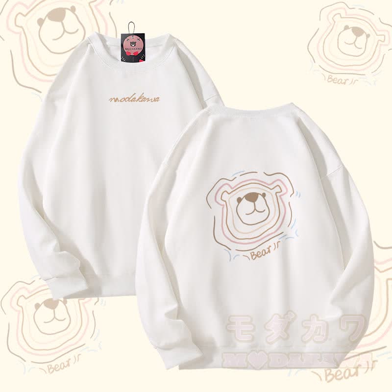 ベアラインアートグラフィックModakawaユニセックススウェットシャツ - 白 - 5XL - image 3